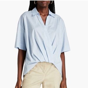 Theory Sky Blue Chambray Cotton, Collared Shirt - Size XL